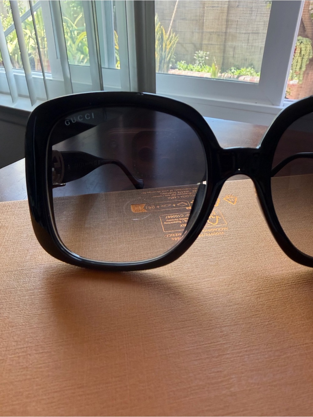 Gucci Black Square Oversized Sunglasses with Gold GG Accent 57mm - Picture 5 of 9
